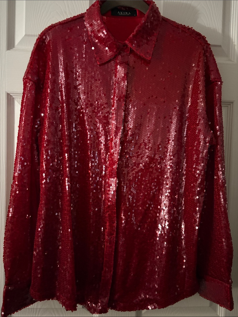 AKIRA Red Sequin Shirt Jacket